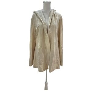 Basin Range Beige Knit Hooded Cardigan Duster Open Front Long Sleeve XL